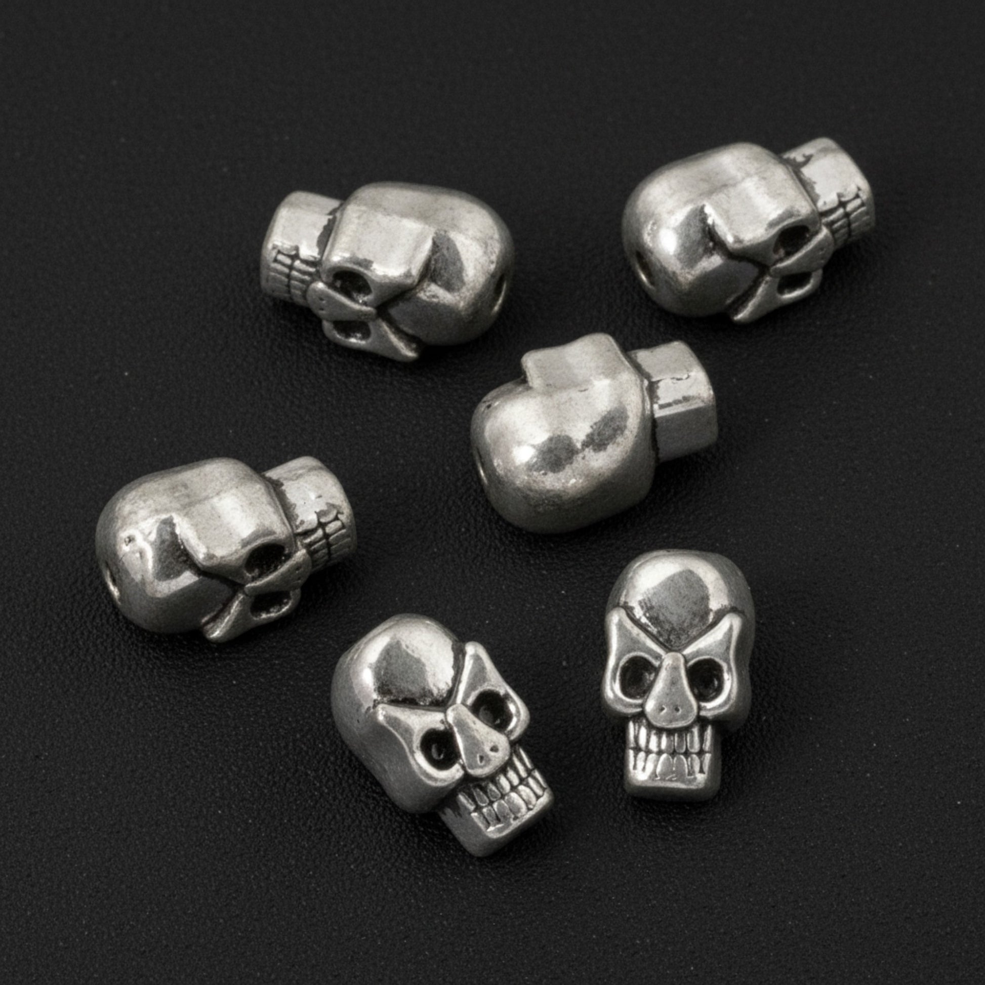 Hackberry Creek antique silver alloy metal 3D skull beads for gothic jewelry making