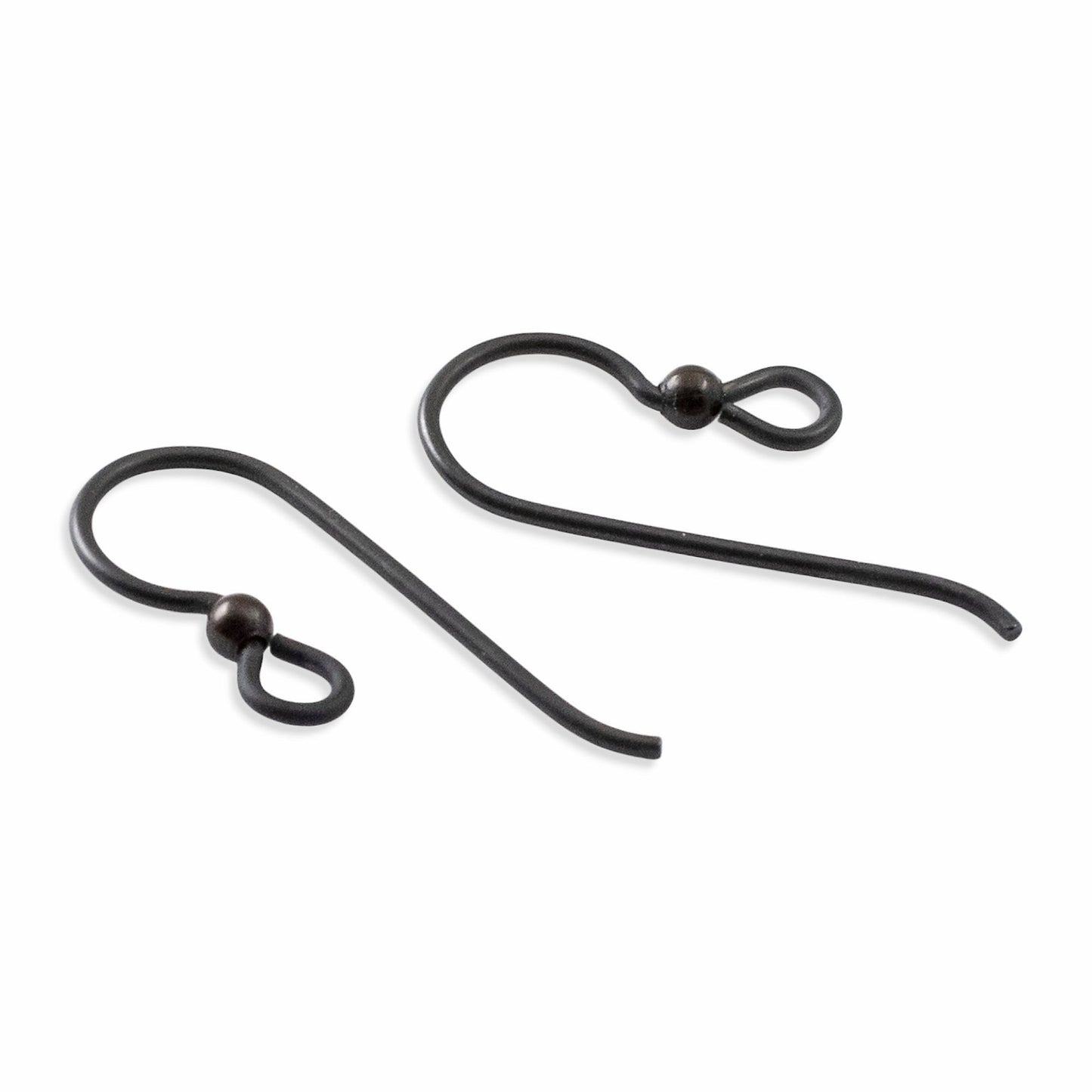 Hackberry Creek black niobium ear wires with black bead accent, hypoallergenic and USA made.
