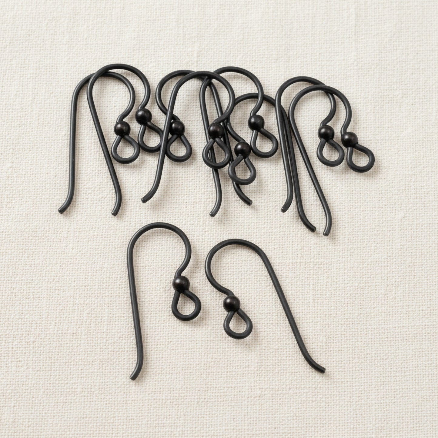 Hackberry Creek black niobium ear wires with black bead accent, 20 gauge, hypoallergenic for sensitive ears, USA made.