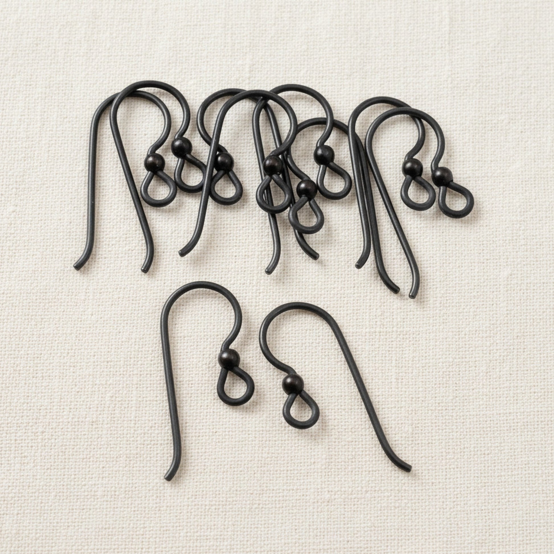 Hackberry Creek black niobium ear wires with black bead accent, 20 gauge, hypoallergenic for sensitive ears, USA made.