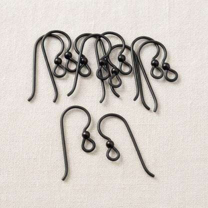 Hackberry Creek black niobium ear wires with black bead accent, 20 gauge, hypoallergenic for sensitive ears, USA made.