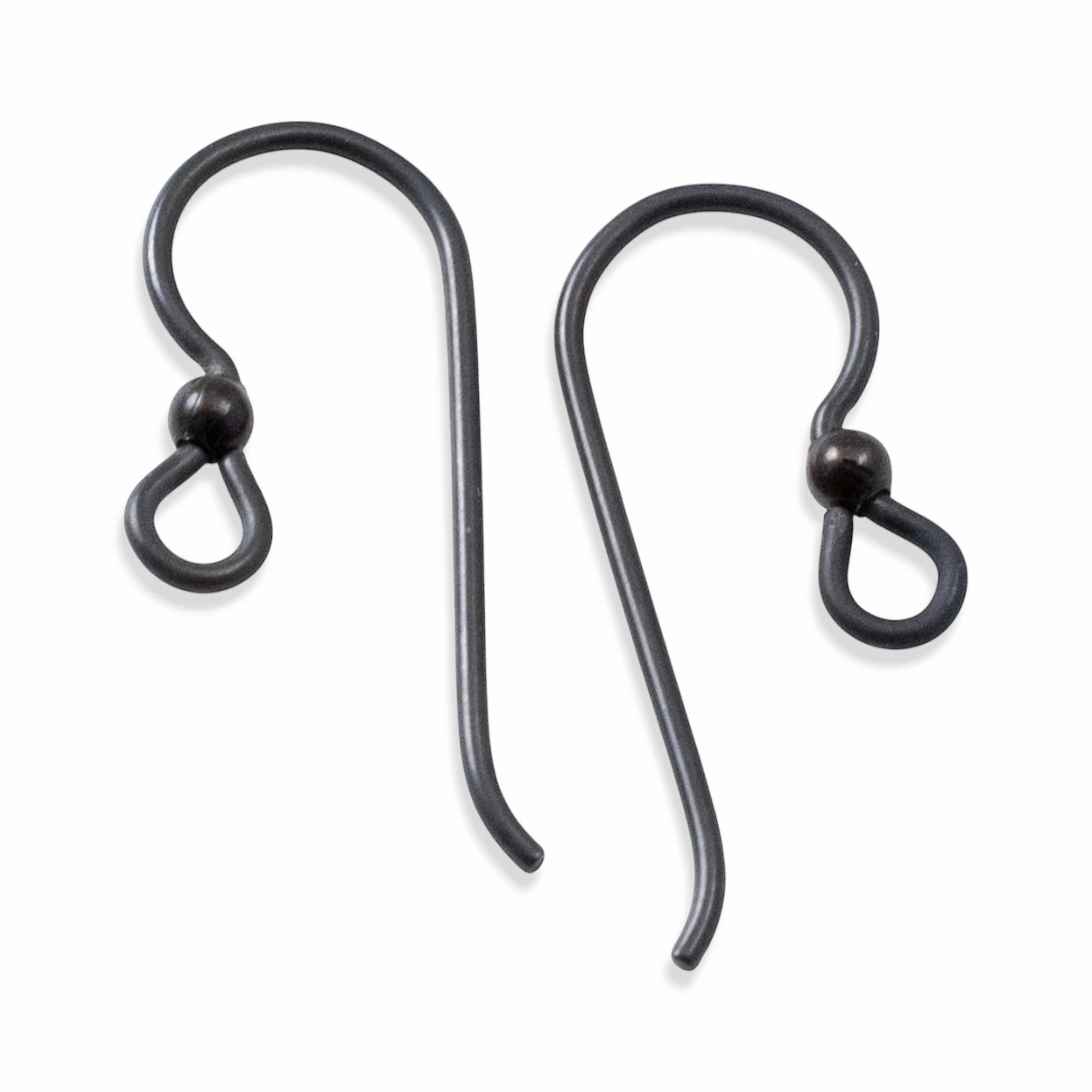 Hackberry Creek black niobium ear wires with black bead accent, hypoallergenic and USA made.