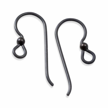 Hackberry Creek black niobium ear wires with black bead accent, hypoallergenic and USA made.