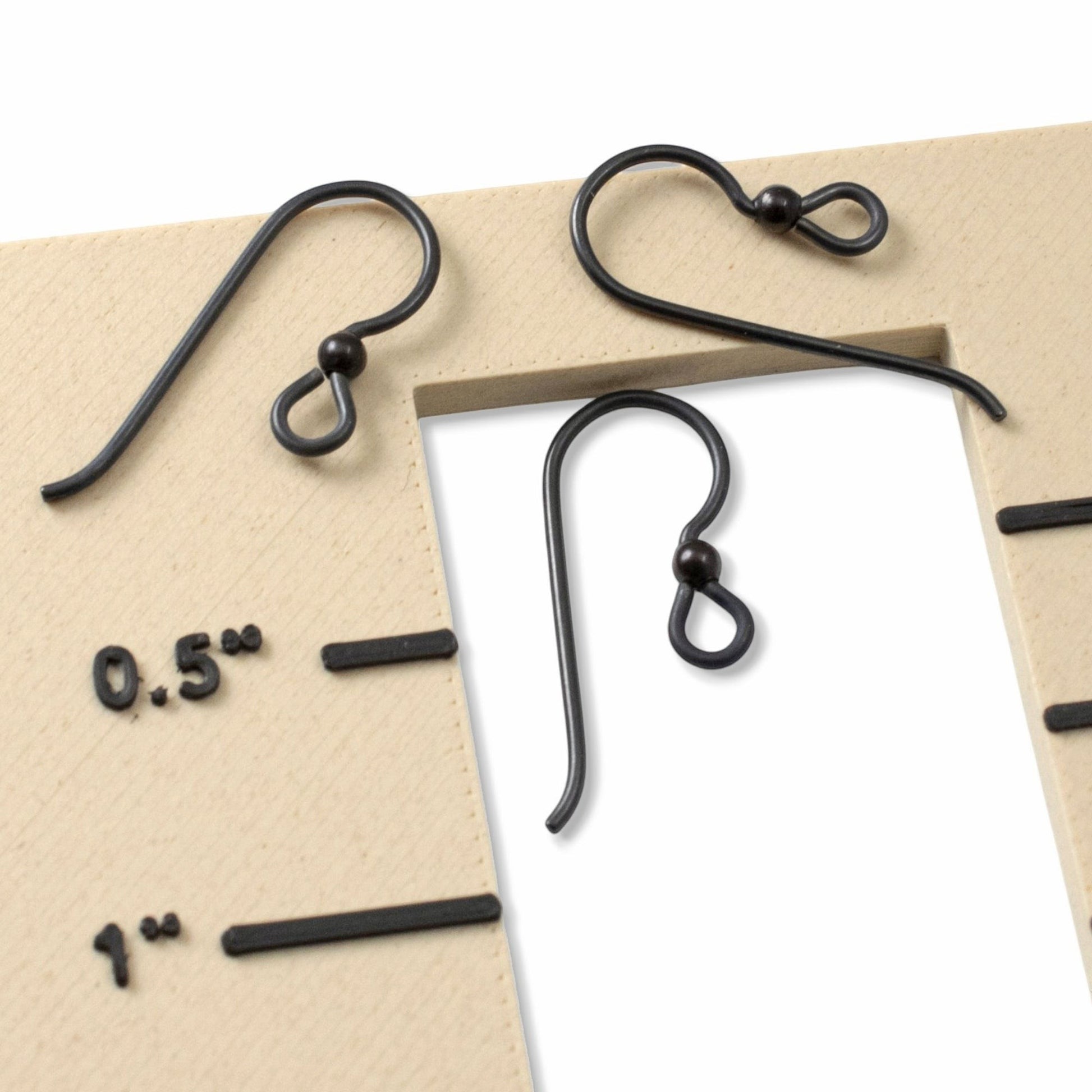 Hackberry Creek black niobium ear wires with black bead accent, 20 gauge, hypoallergenic for sensitive ears.