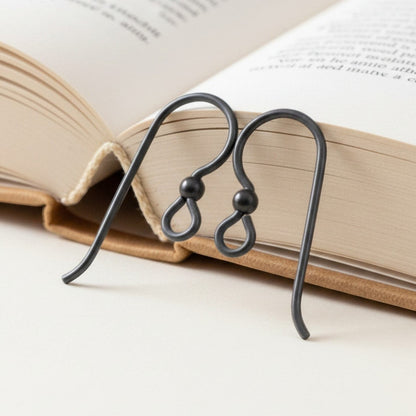 Hackberry Creek black niobium ear wires with black bead accent, 20 gauge, hypoallergenic for sensitive ears.