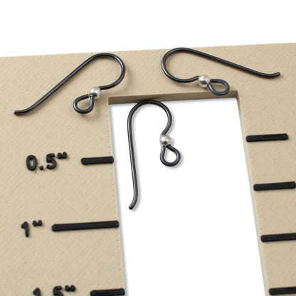 Hackberry Creek matte black niobium earring hooks with sterling silver bead, hypoallergenic findings for sensitive ears, 4 pack.