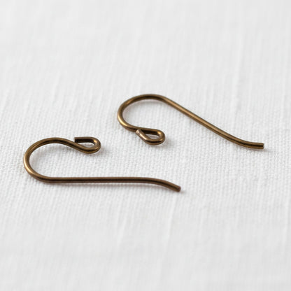 Hackberry Creek bronze niobium small loop earring wires, 8mm wide x 20mm long, 20 gauge, hypoallergenic, permanent color.