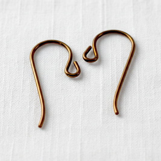 copper plated flat fish hook ear wire wholesale Antique Earring Findings Wires For Jewelry Making- Nickel Free- (20mm x 21 Gauge) polymer clay designs Flat Fishhook Earwires - 19mm