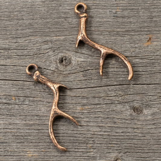 Hackberry Creek Nunn Design antique copper plated pewter antler charms for artisan jewelry making