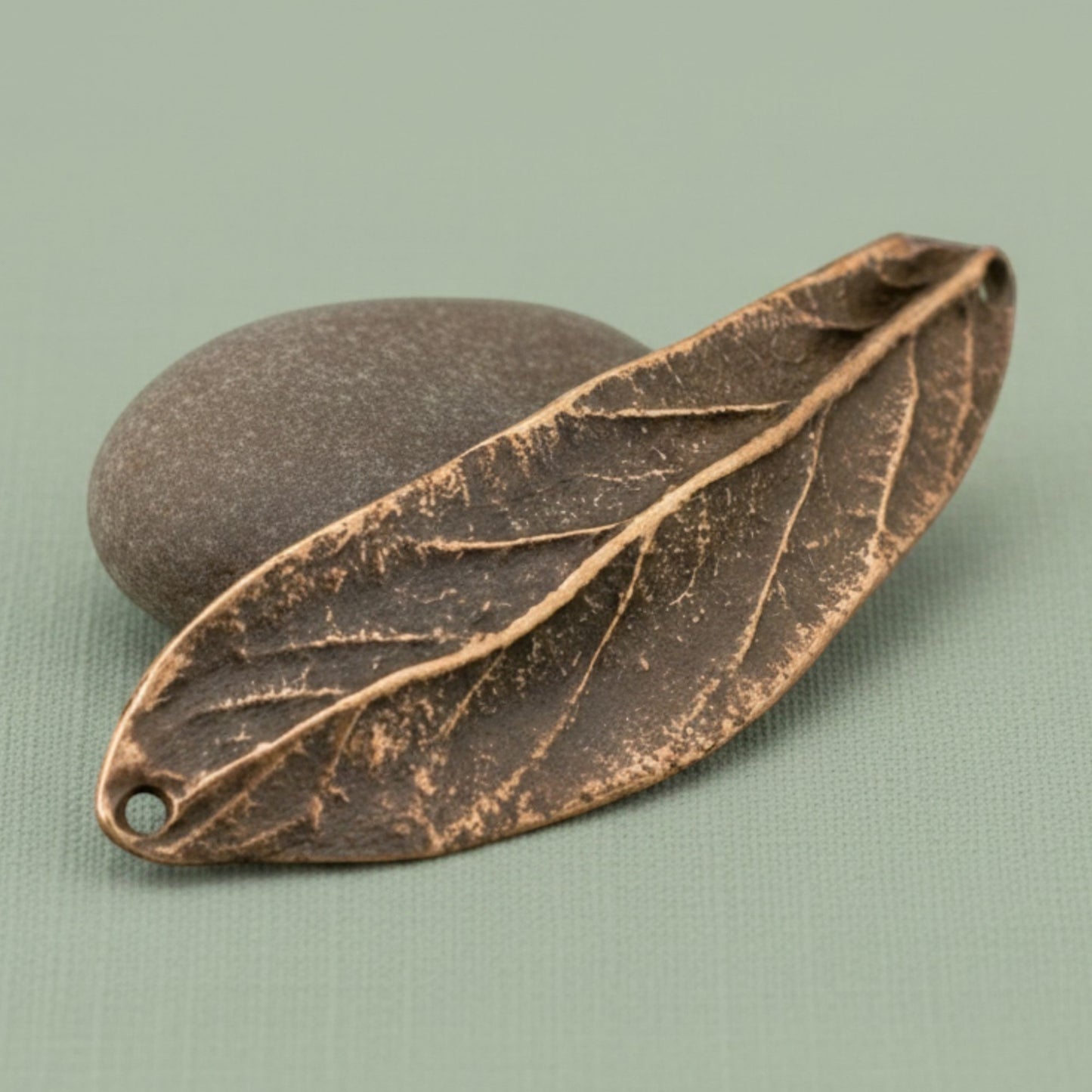 Hackberry Creek antique copper leaf bracelet connector with organic detailing for jewelry making