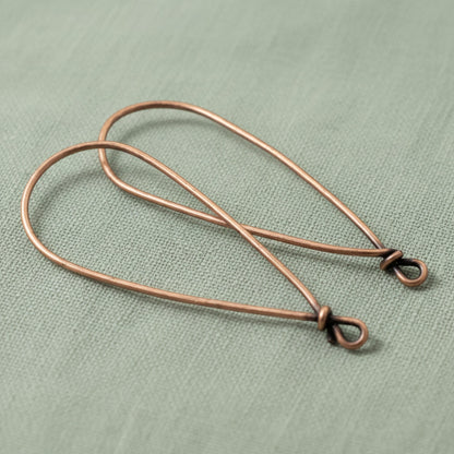 Hackberry Creek large copper teardrop earring frames for DIY jewelry making with a closed wire design.