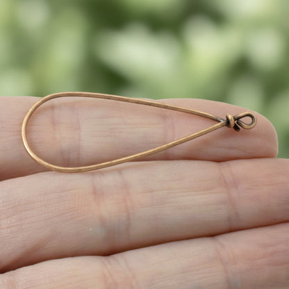 Hackberry Creek large copper teardrop earring frame for DIY jewelry making with a closed wire design.