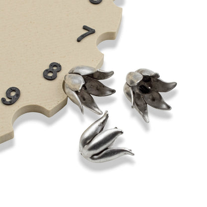 Hackberry Creek antique silver-plated pewter curled petal bead caps for 8mm beads with sculptural dimensional design