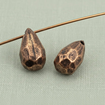 Hackberry Creek faceted drop beads in antique copper-plated pewter for jewelry making