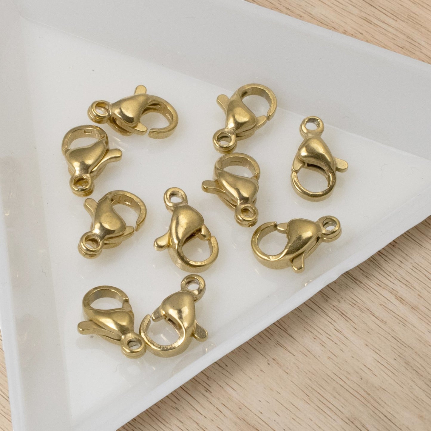 Hackberry Creek set of ten 18k gold-plated stainless steel lobster claw clasps for minimalist jewelry making