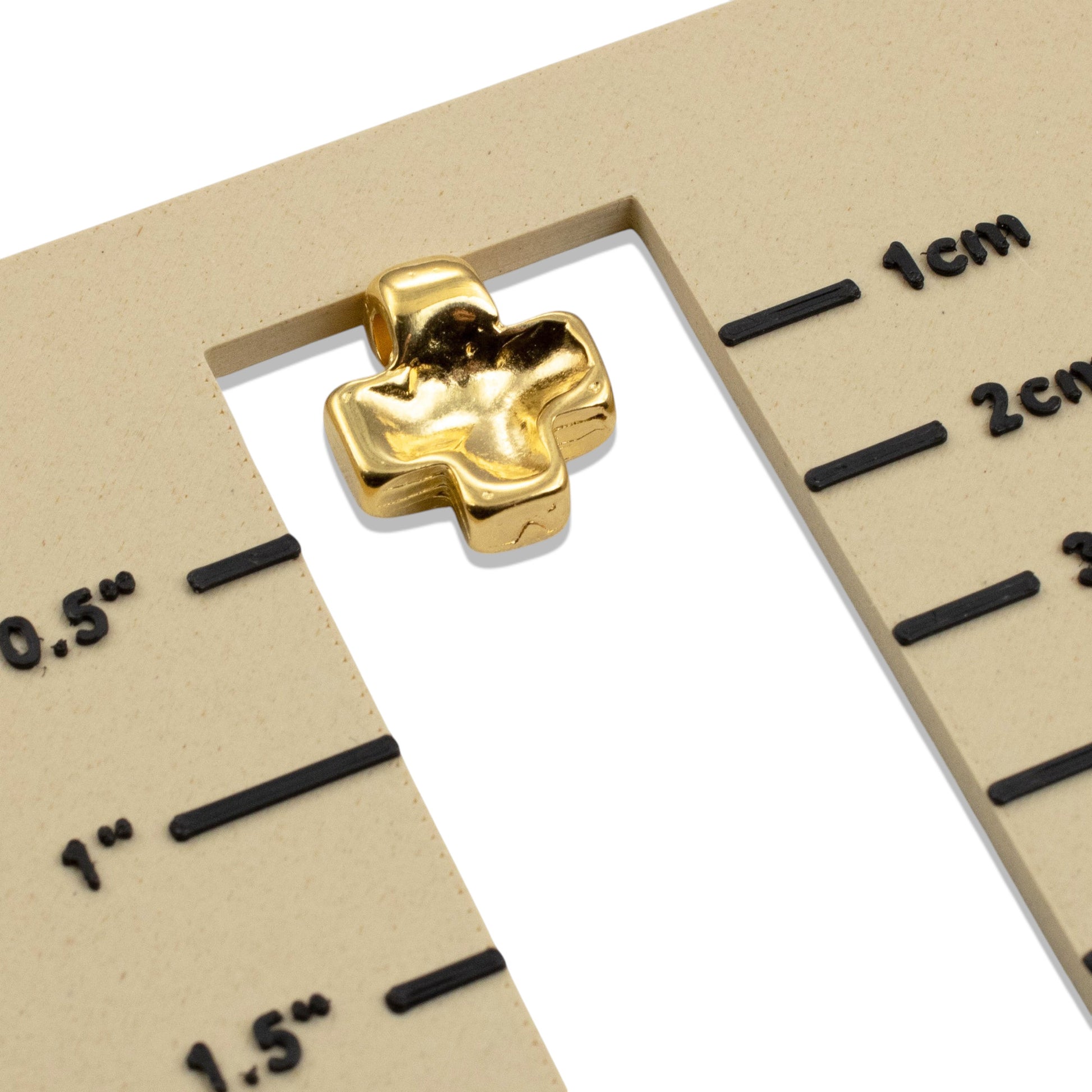 Hackberry Creek 24K gold plated cross pendant with textured wave surface for religious jewelry and charm making