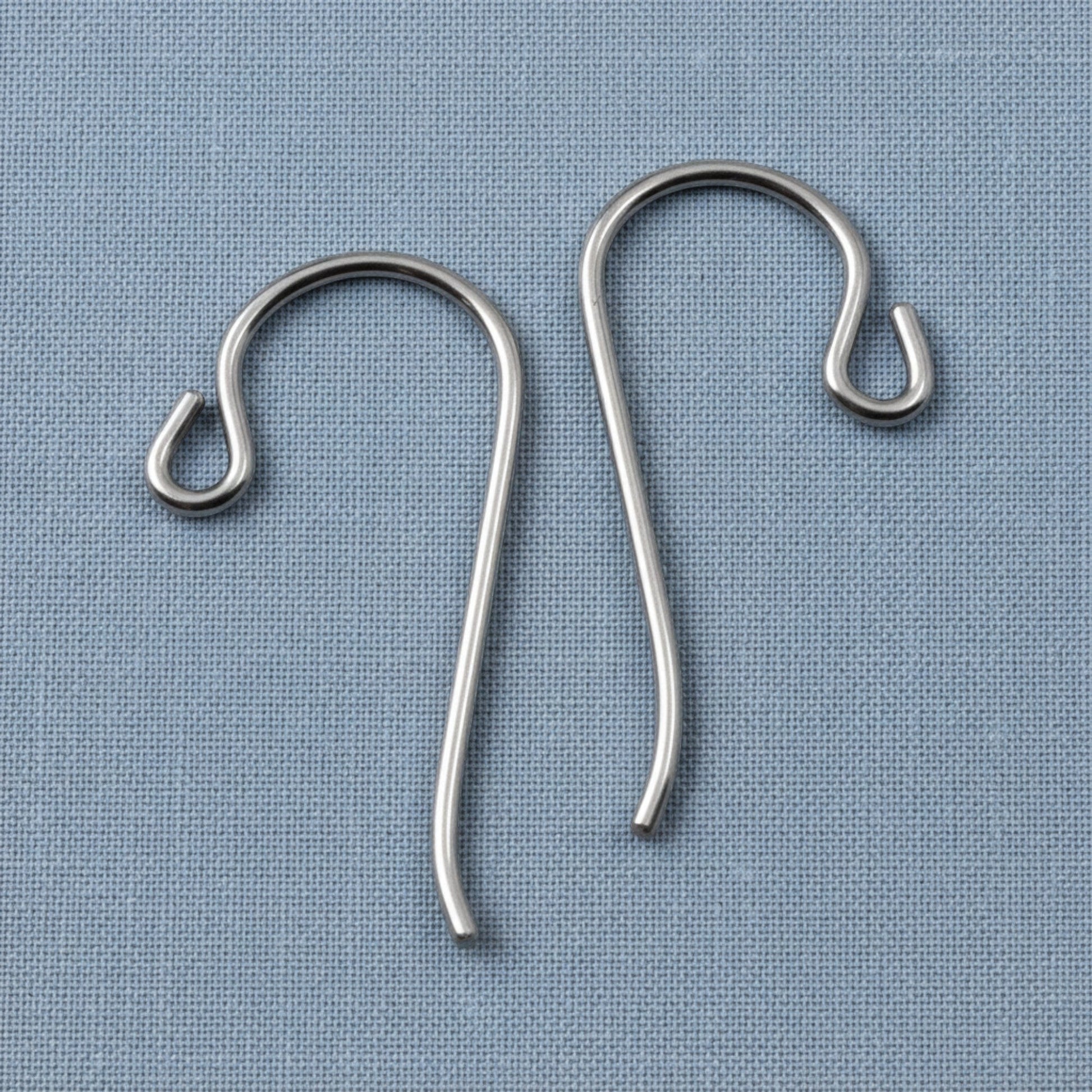 Hackberry Creek hypoallergenic gray niobium French hook ear wires with small loops for jewelry making.