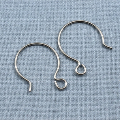 Hackberry Creek gray niobium circle hoop ear wires for jewelry making, featuring a 15mm hypoallergenic round design.