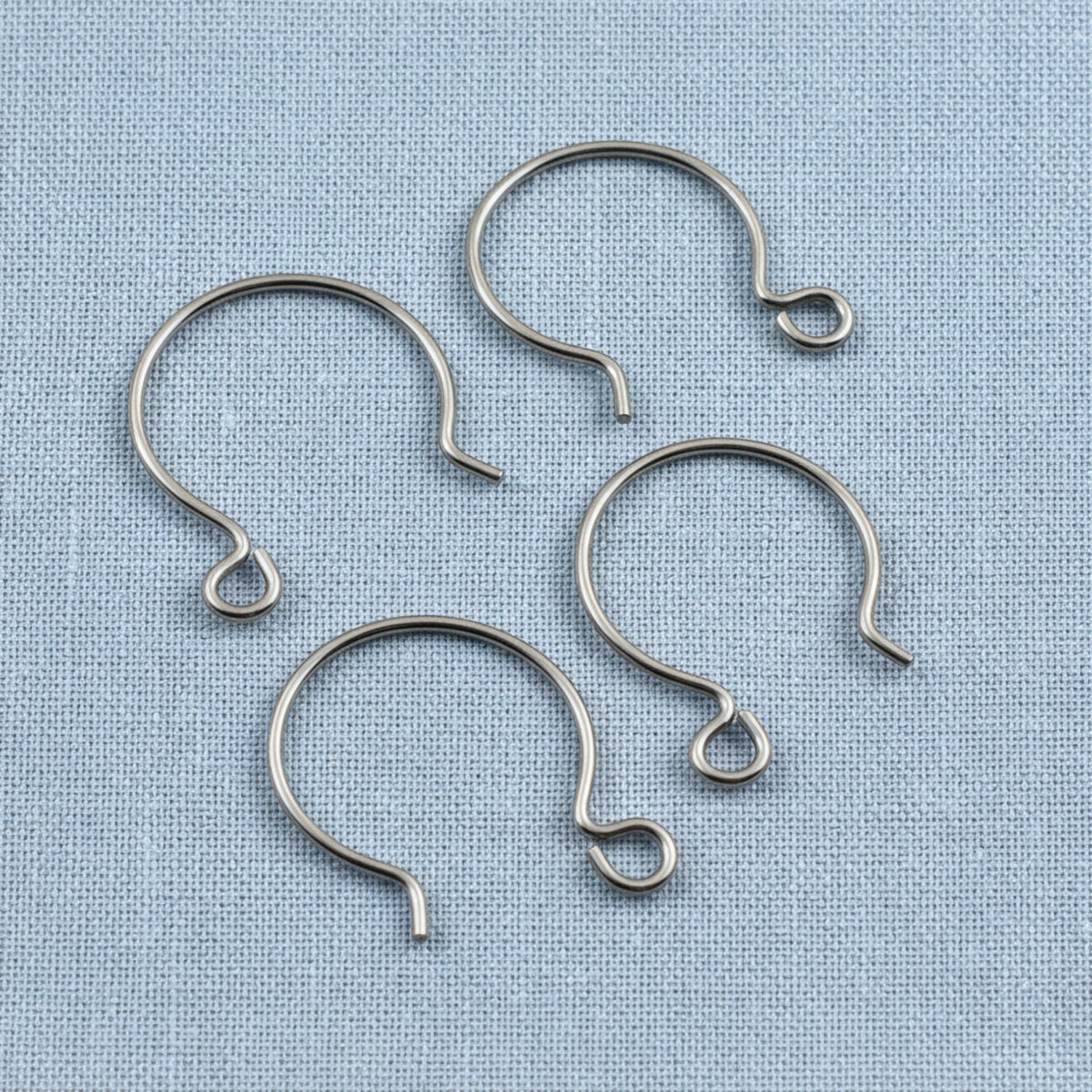 Hackberry Creek gray niobium circle hoop ear wires for jewelry making, 15mm hypoallergenic round earring findings