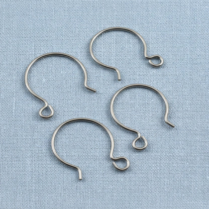 Hackberry Creek gray niobium circle hoop ear wires for jewelry making, 15mm hypoallergenic round earring findings