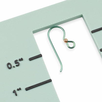 Hackberry Creek bright emerald green niobium ear wires with copper accent bead, 20 gauge, hypoallergenic, USA made.