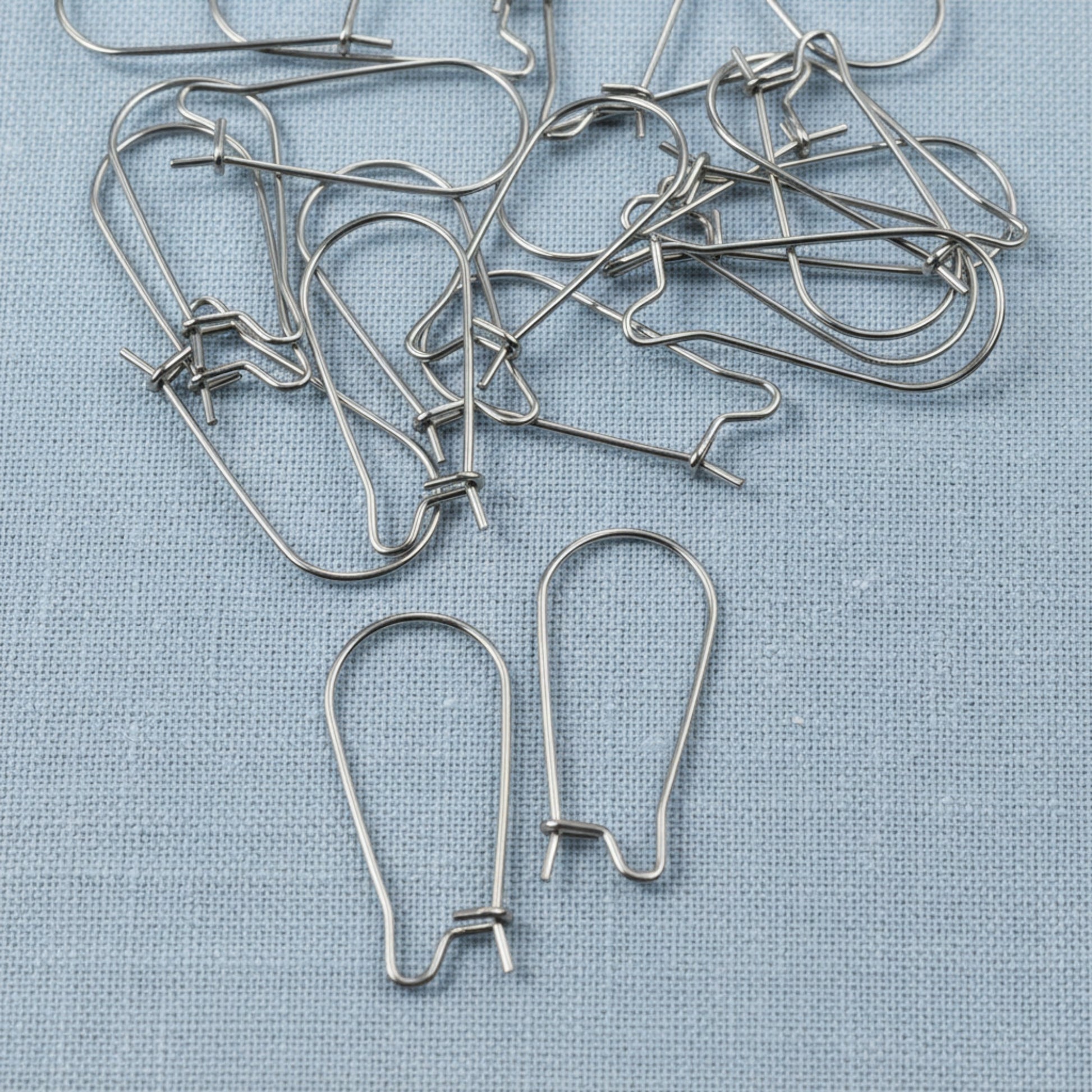 Hackberry Creek 304 stainless steel 25mm kidney ear wires with safety hook closure, 50-pack.