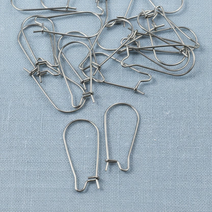 Hackberry Creek 304 stainless steel 25mm kidney ear wires with safety hook closure, 50-pack.