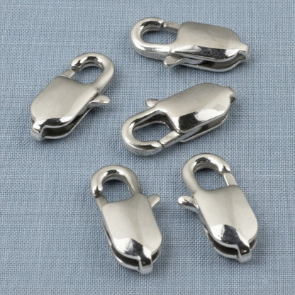 Hackberry Creek set of five large oval silver stainless steel lobster claw clasps for jewelry making