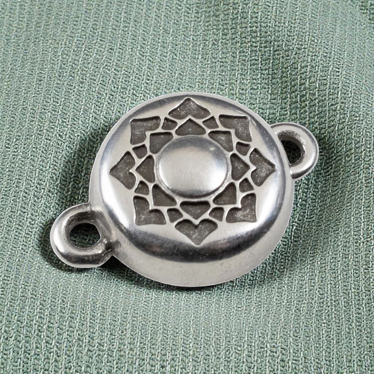 Hackberry Creek lotus flower magnetic jewelry clasp in antique silver finish with a secure cup-and-dome design.