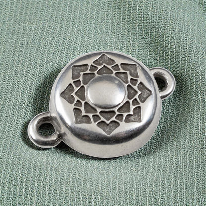 Hackberry Creek lotus flower magnetic jewelry clasp in antique silver finish with a secure cup-and-dome design.
