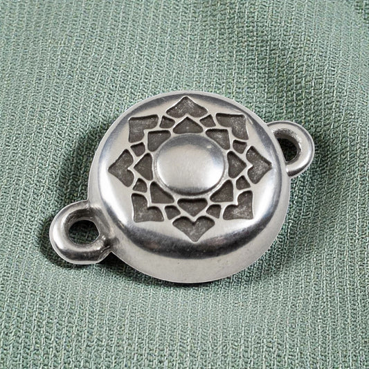Hackberry Creek lotus flower magnetic jewelry clasp in antique silver finish with a secure cup-and-dome design.