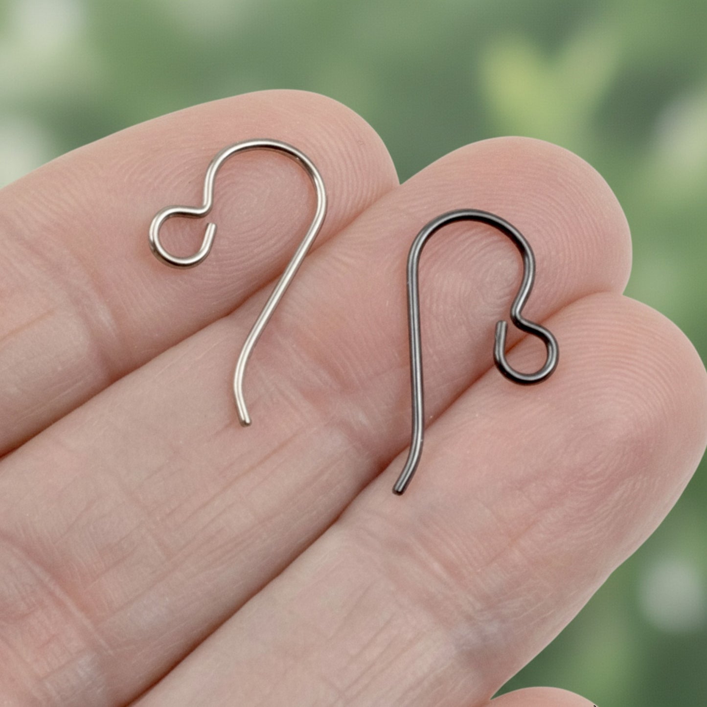 Hackberry Creek 8-pair niobium ear wires in gray and black finishes. Hypoallergenic, 20-gauge earring hooks.