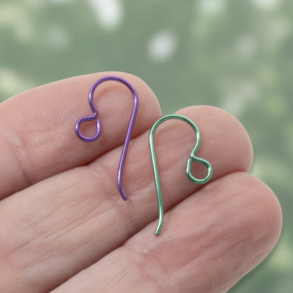 Hackberry Creek Niobium Colorful Ear Wire Variety Pack, hypoallergenic earring hooks in purple and green.