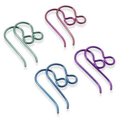 Hackberry Creek Niobium Colorful Ear Wire Variety Pack with green, pink, turquoise blue, and purple hypoallergenic earring hooks.