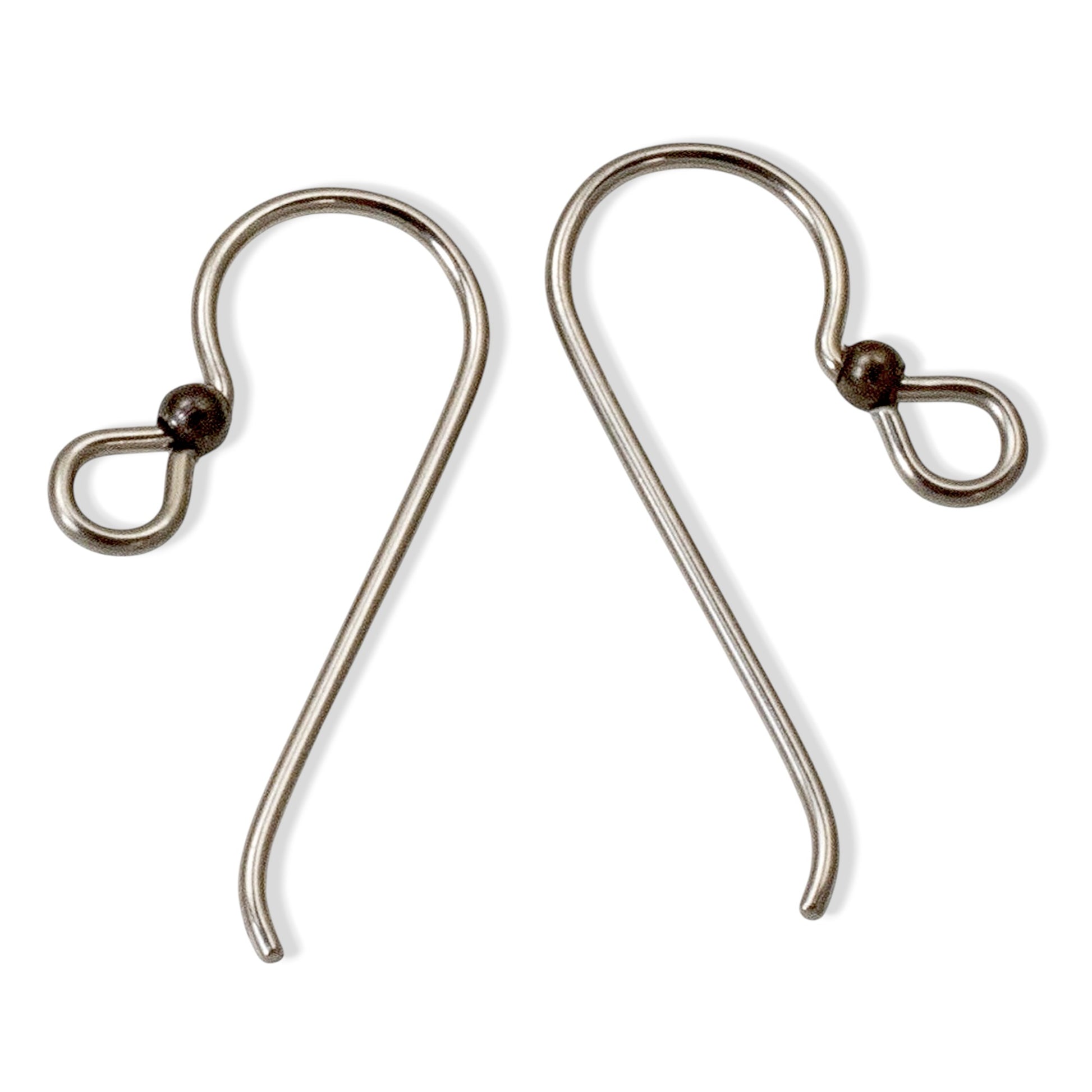 Hackberry Creek 10 gray niobium earring hooks with 2mm black bead accent, hypoallergenic and made in USA.