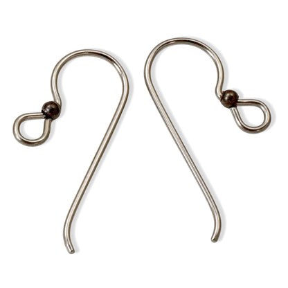 Hackberry Creek 10 gray niobium earring hooks with 2mm black bead accent, hypoallergenic and made in USA.