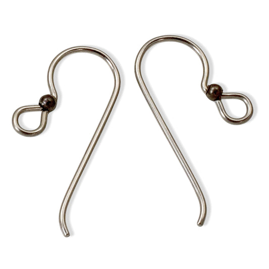 Hackberry Creek 10 gray niobium earring hooks with 2mm black bead accent, hypoallergenic and made in USA.