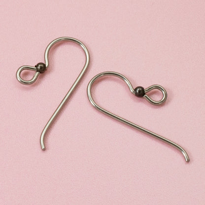 Hackberry Creek 10 gray niobium earring hooks with 2mm black bead accent. Hypoallergenic and made in USA.