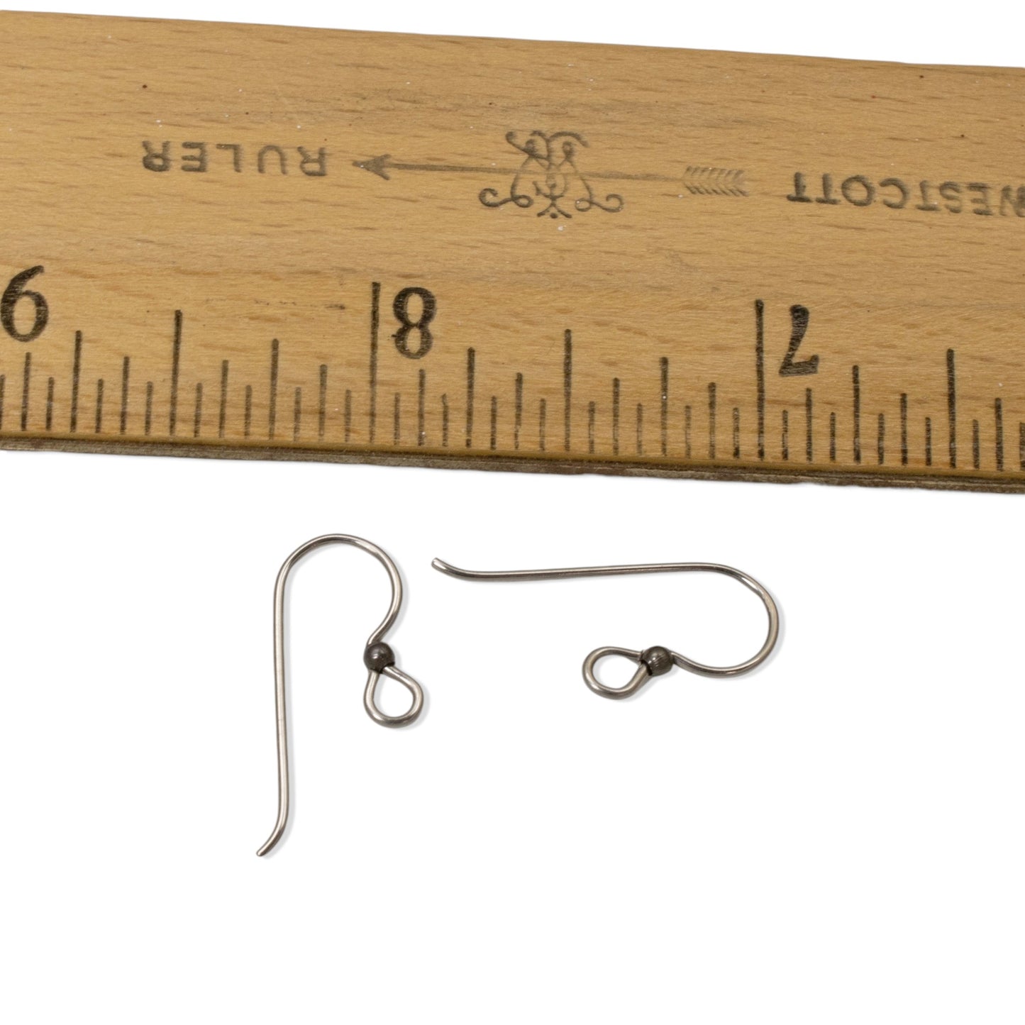 Hackberry Creek steel gray niobium earring hooks with 2mm black bead accent, hypoallergenic and ideal for sensitive ears.