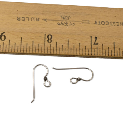 Hackberry Creek steel gray niobium earring hooks with 2mm black bead accent, hypoallergenic and ideal for sensitive ears.