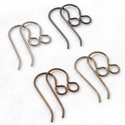 Hackberry Creek niobium ear wire variety pack featuring gray, bronze, black, and antique brass hypoallergenic hooks.