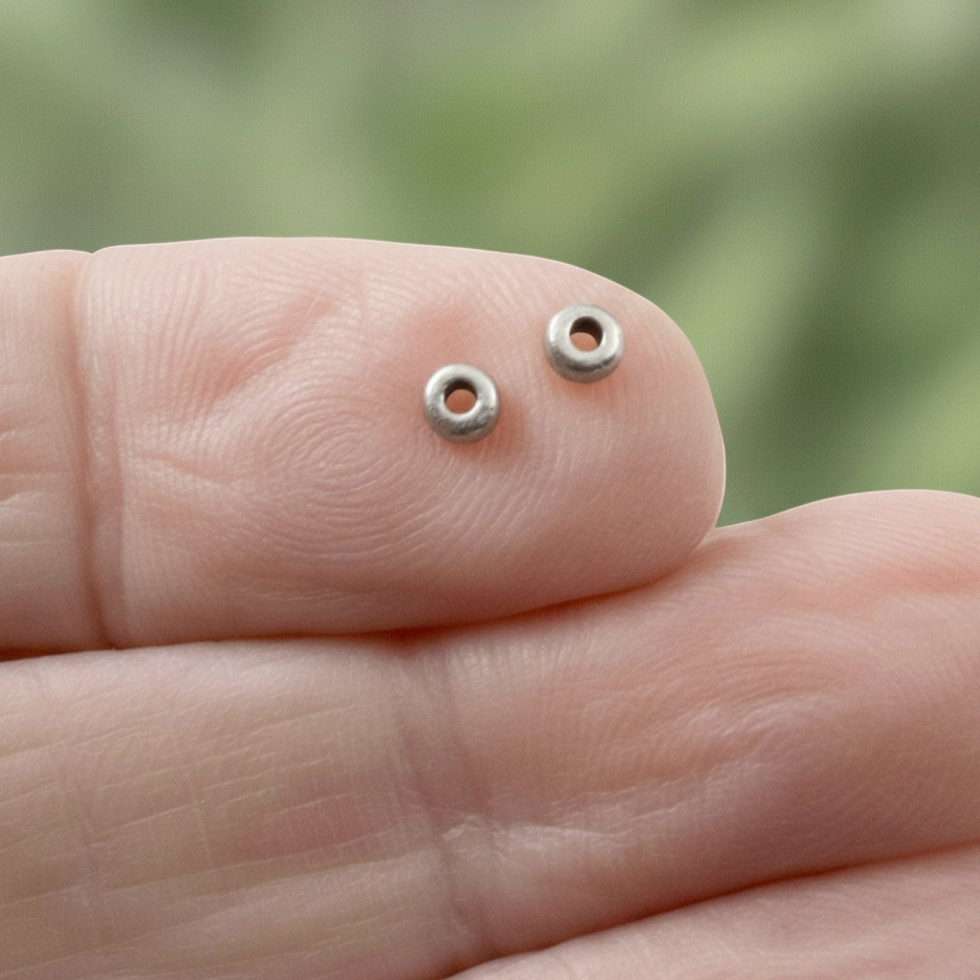 Hackberry Creek 3mm pewter disk beads, smooth heishi spacer, 1.5mm thick, 1mm hole, neutral tone.