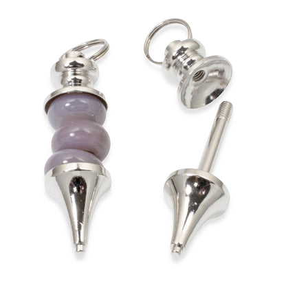 Hackberry Creek silver zinc alloy beadable pendants with removable screw-top for custom jewelry and keychain designs.