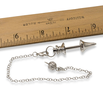 Hackberry Creek silver zinc alloy beadable pendulum with a detachable chain and 3mm bar for interchangeable beads