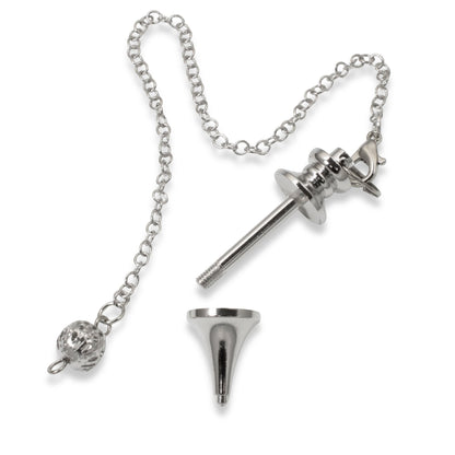 Hackberry Creek silver zinc alloy beadable pendulum with detachable chain for DIY jewelry and dowsing projects