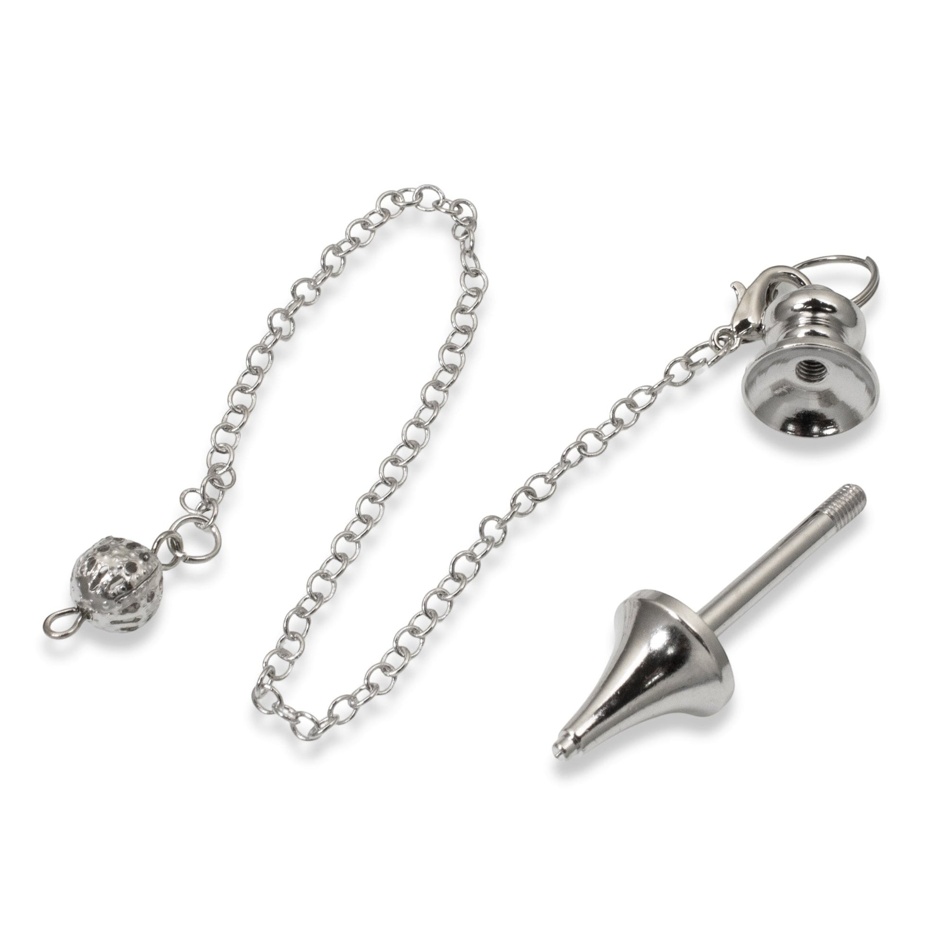Hackberry Creek silver zinc alloy beadable pendulum with detachable chain and screw-top for interchangeable beads