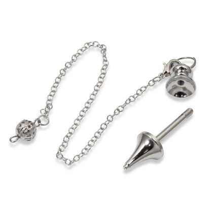 Hackberry Creek silver zinc alloy beadable pendulum with detachable chain and screw-top for interchangeable beads