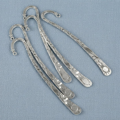 Hackberry Creek set of five antique silver zinc alloy metal bookmarks featuring celestial sun and star designs