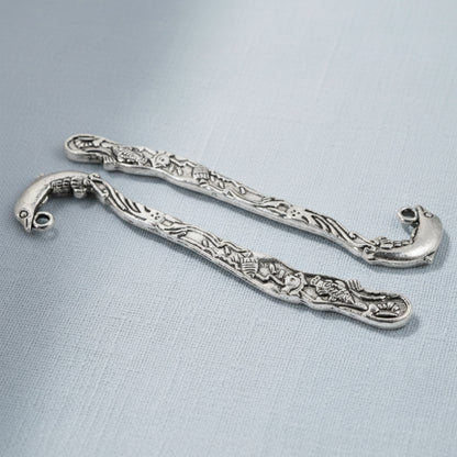 Hackberry Creek set of 5 antique silver zinc alloy dolphin bookmarks with intricate beach-themed designs for charms.