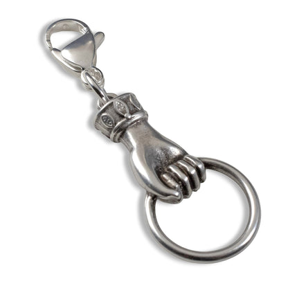 Hackberry Creek silver hand charm holder with lobster clasp for necklaces, keychains, or DIY eyeglass accessories.